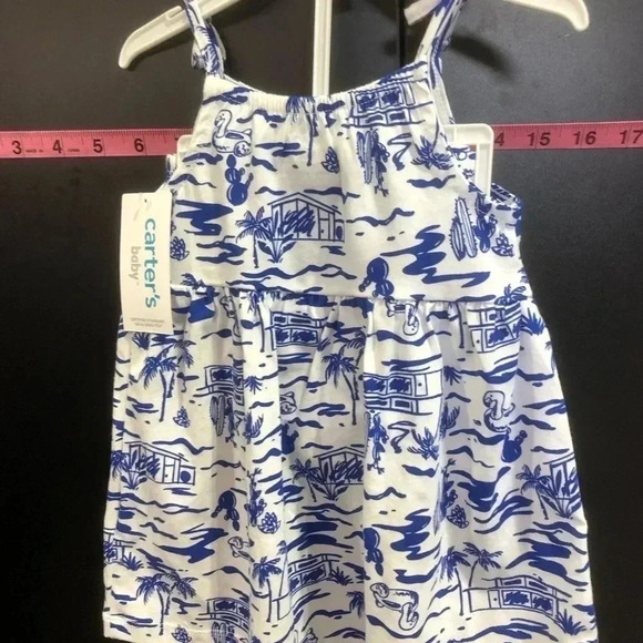 Carter's Baby Girl 2 piece summer dress, spaghetti tie straps, pattern, 6 months - Picture 2 of 4